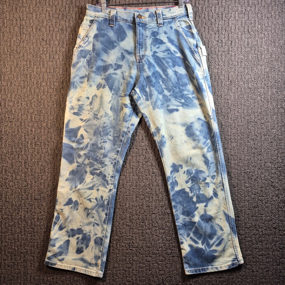 Dickies Carpenter Jeans Mens 30x30 Blue Acid Wash Tie Dye Utility Pants DU603MWI